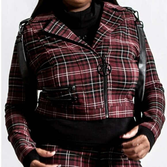 Killstar Jackets & Blazers - Killstar PLUS SIZE Freak Flag Blood Tartan Plaid Jacket 4XL NEW WITH TAGS